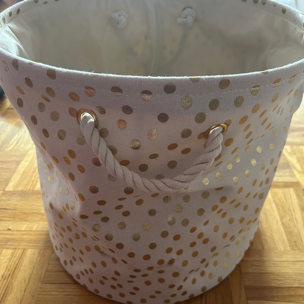 Gold polka dot storage basket